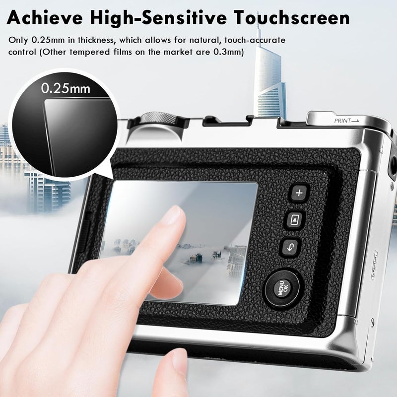 Rieibi [3+3عبوة] واقي شاشة لكاميرا فوجي فيلم إنستكس ميني إيفو + عدسة فيلم PET، 0.25مم صلابة 9H زجاج مقسى - Image 4